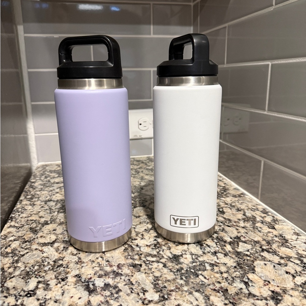 Yeti Rambler Duo — Lavender and White Stainless Bottles